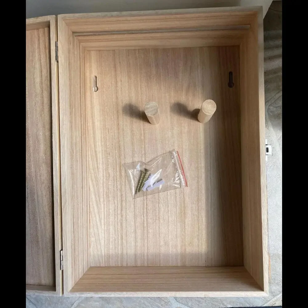 Hair Dryer Holder - Wood Wall Box To Store and Hide Your Bathroom Blow Dryer